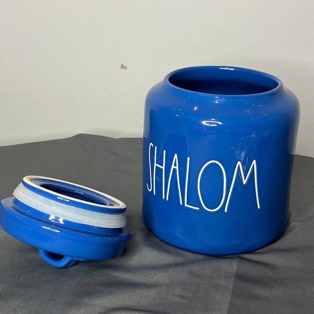 Rae Dunn Cookie Jar SHALOM Canister Hanukkah Artisan Collection 8 Inches - Picture 9 of 11